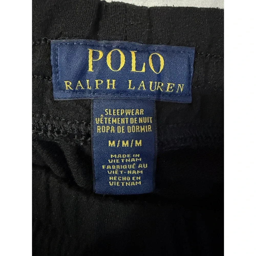 Polo Ralph Lauren Double Knit Jogger Pants Mens M Black Sweatpants Drawstring